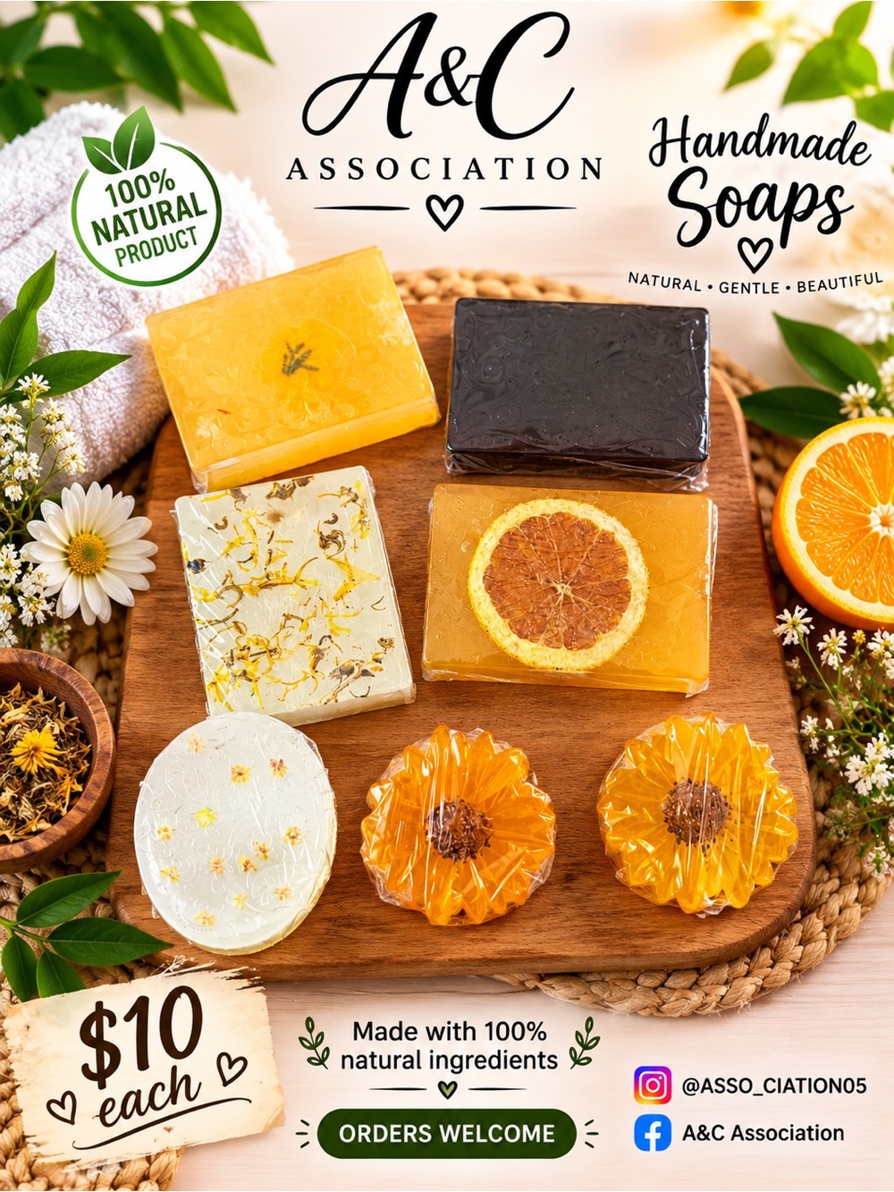 Handmade Orange & White Natural Soap Set